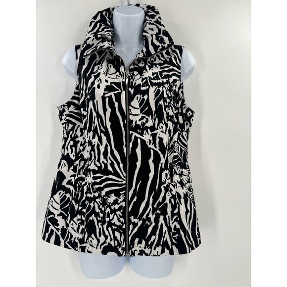 Chico's Women 0 (US S) Zebra Print Sleeveless Zip-Up Vest Jacket Layering - Picture 1 of 6